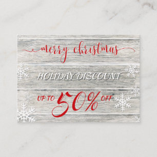 Carte De Réduction Snowflakes rustiques de Noël en bois