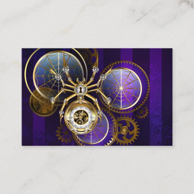 Carte De Réduction Spider Steampunk sur Arrière - plan pourpre (Devant)
