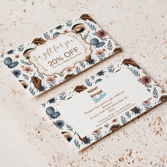 Carte De Réduction Studio de Beauté d'Artiste de Cils Floral Doux (Créateur téléchargé)