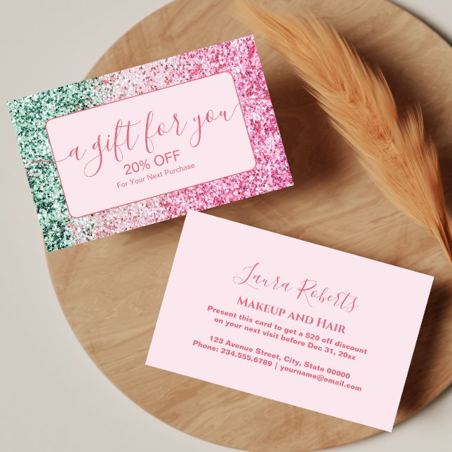 Carte De Réduction Style Glamour Élégant Rose Pâle (Créateur téléchargé)
