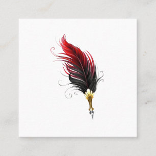 Carte De Réduction Stylo rouge en plumes avec nib or