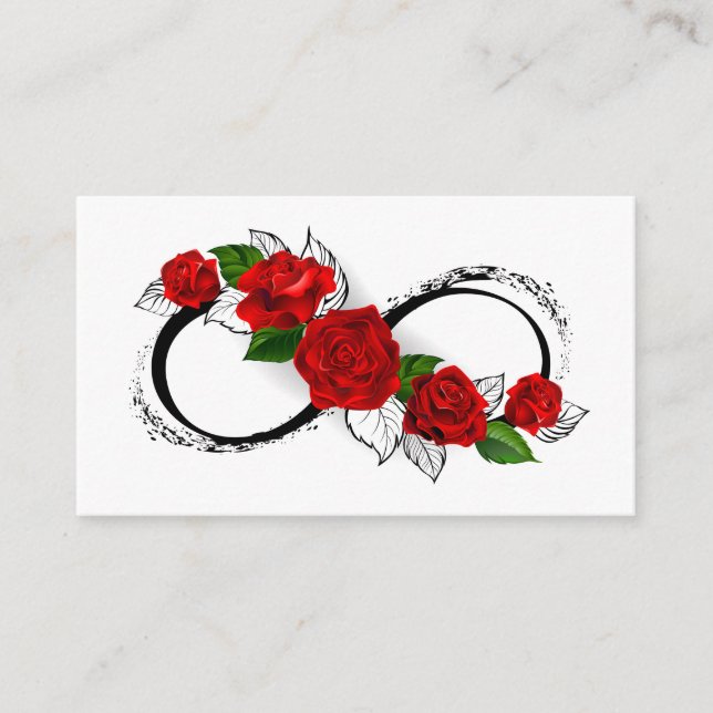 Carte De Réduction Symbole d'infini avec les roses rouges (Devant)