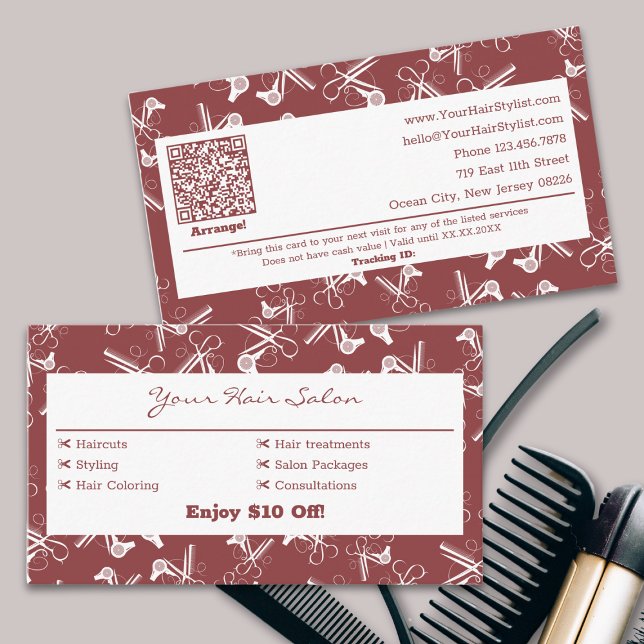 Carte De Réduction Tablette professionnelle Smoke Topaz & Coiffeur bl (Professional Smoky Topaz & White Hairdresser Discount Card)