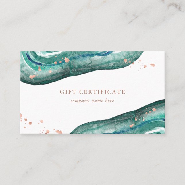Carte De Réduction Teal et certificat-prime rose de Geode | d'or (Devant)