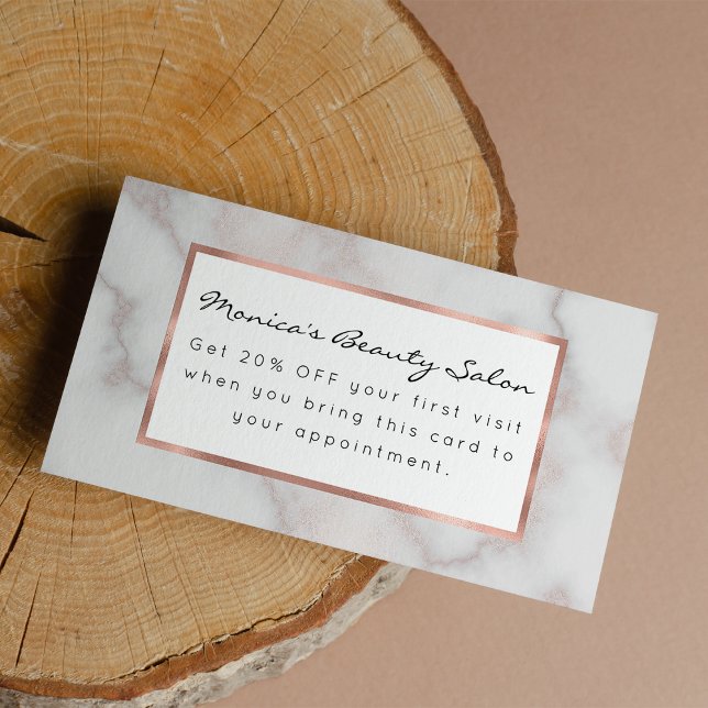 Carte De Réduction Tons bleus rose rose or blanc marbre motif (Blush tones pink rose gold white marble pattern )