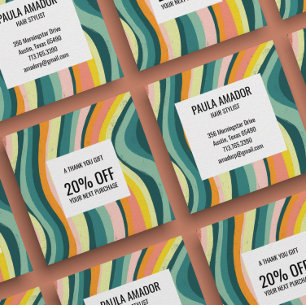 Carte De Réduction Vagues Courbes Colorées Fraîches Chic Fait À La Ma