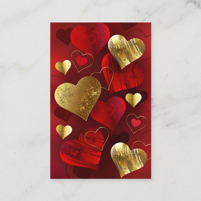 Carte De Réduction Valentines dorées et rouges (Devant)