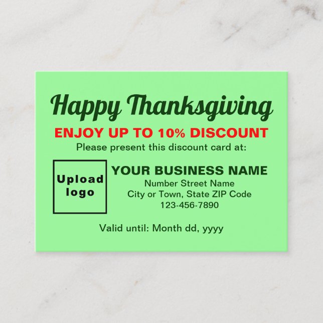 Carte de réduction verte de Thanksgiving Light Bus (Devant)