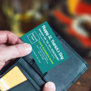 Carte de réduction verte Turquoise Business Saint