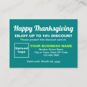 Carte de réduction verte Turquoise de Thanksgiving