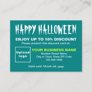Carte de réduction verte Turquoise Halloween d'aff