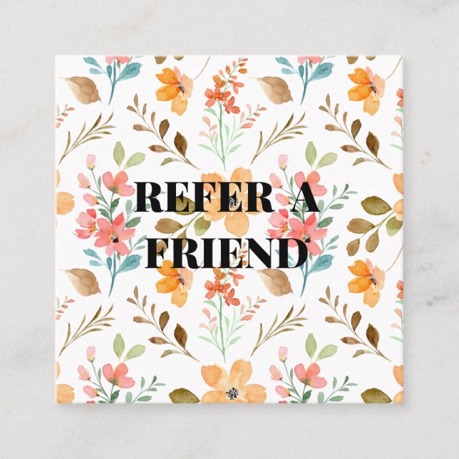 Carte de référence à motif floral chic avec élégan (Devant)