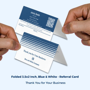 Carte de référence de Merci combiné bleu blanc pli