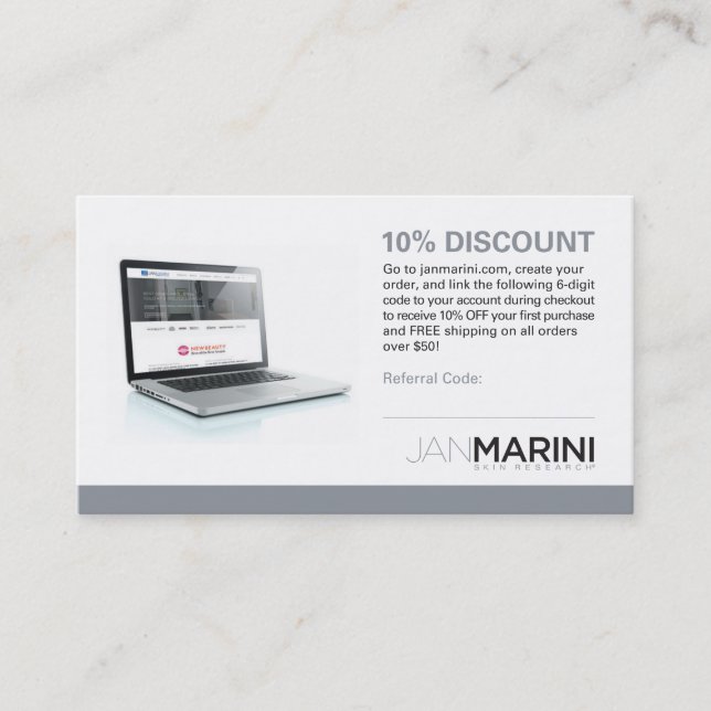 Carte de référence de revendeur (Devant)