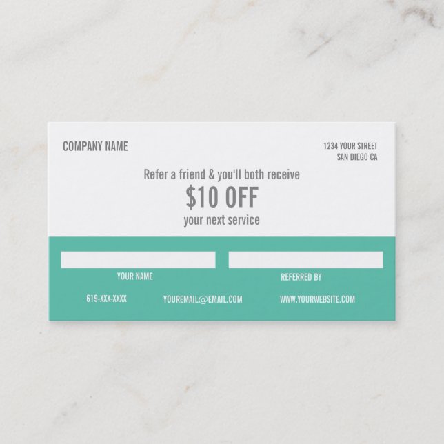 Carte de référence de salon (Devant)