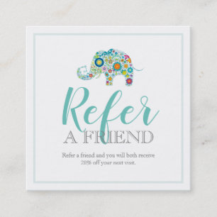 Carte de référence d'éléphant floral mou