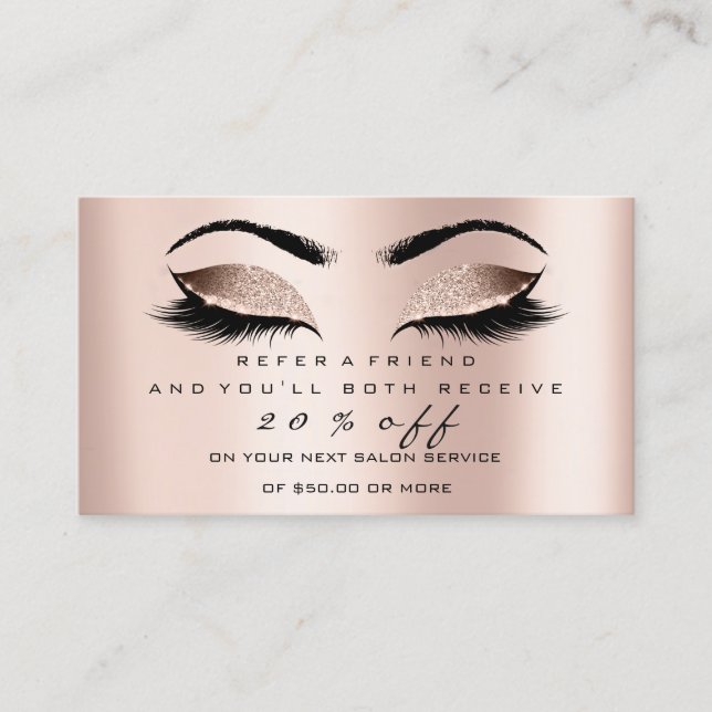 Carte de référence du salon Maquillage Rose Lashes (Devant)