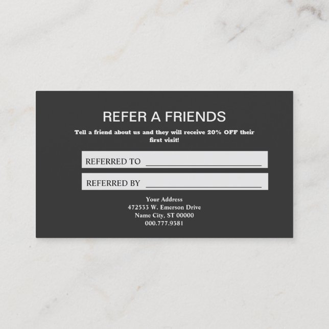 Carte de référence moderne Gris Artistique Noir Mo (Dos)