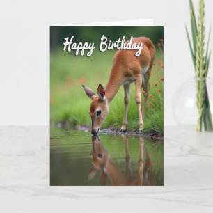 Carte de réflexion de faon d'anniversaire paisible