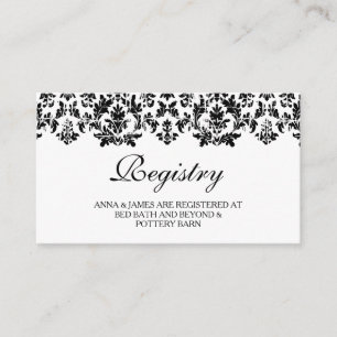 Carte de registre Mariage damassé Vintage noir et 