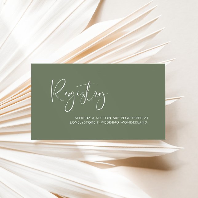 Carte de registre mariage Dark Sage élégant et mod (Créateur téléchargé)