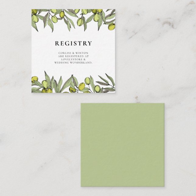 Carte de registre mariage de la branche Olive mode (Devant / Derrière)