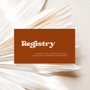 Carte de registre mariage orange rétro stylish