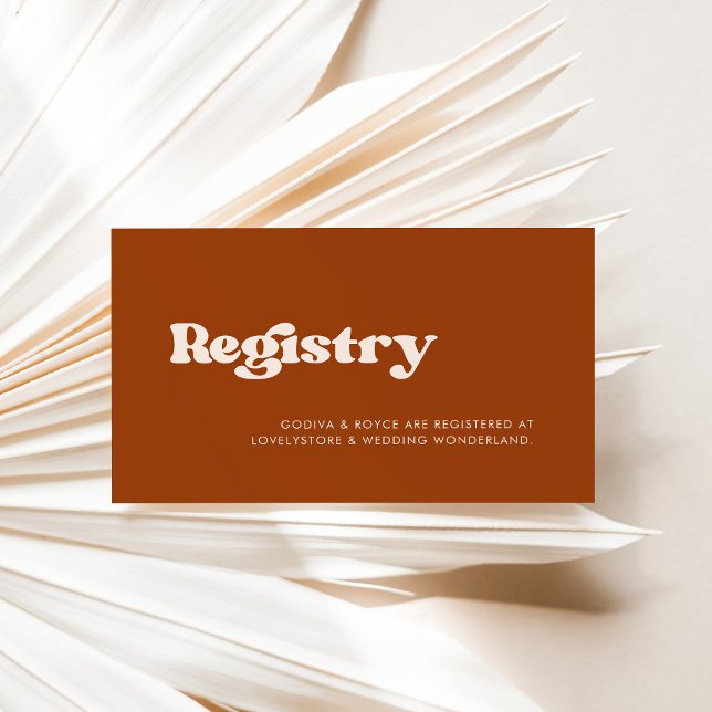 Carte de registre mariage orange rétro stylish (Créateur téléchargé)