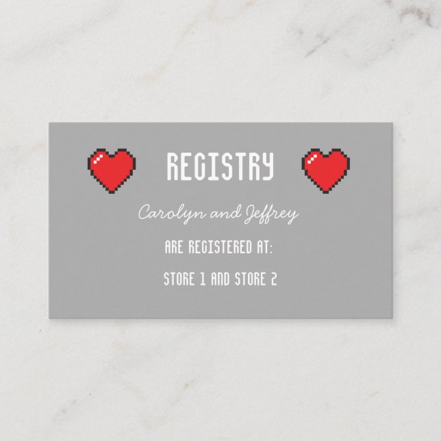 Carte de registre Nerdy 8 bits pour Mariage cardia (Devant)