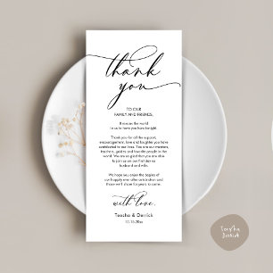 Carte de réglage du Merci Mariage romantique