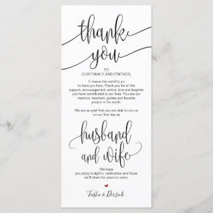 Carte de réglage Merci pour dîner Mariage v1