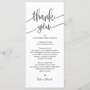 Carte de réglage Merci pour dîner Mariage v9
