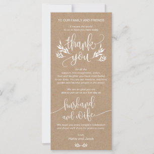 Carte de réglage Rustique Merci Floral