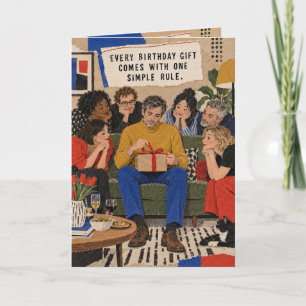 Carte de règle d'ouverture de cadeau d'anniversair