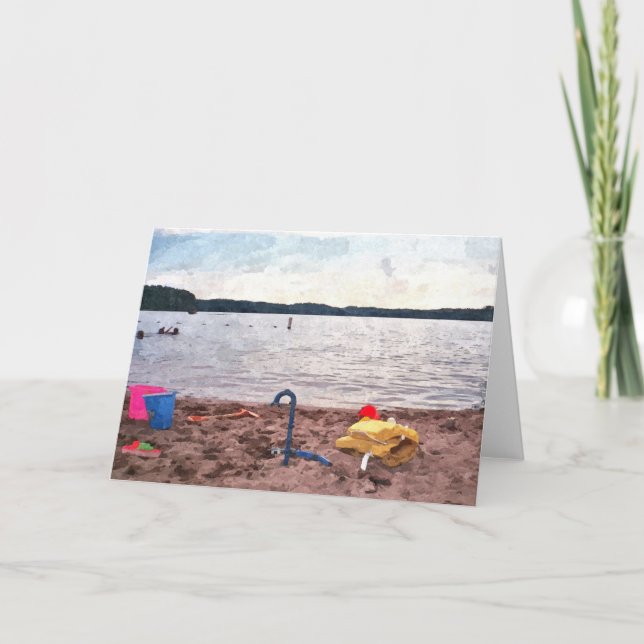 CARTE DE REMARQUE : Lac Harriet, "À la plage"_ Car (Devant)