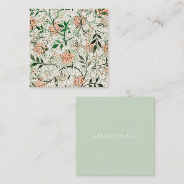 CARTE DE REMARQUE PLAT : WILLIAM MORRIS : JASMINE (Devant / Derrière)