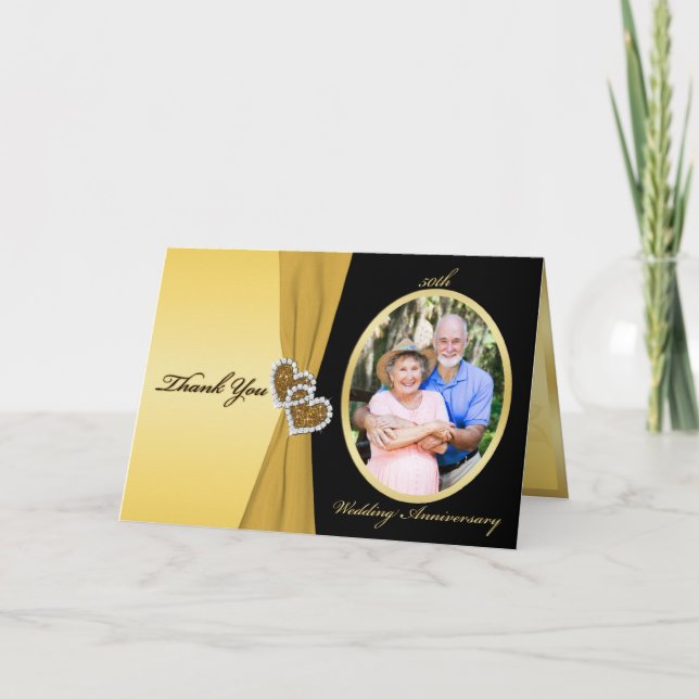 Carte de remerciement 50e anniversaire Joined Hear (Devant)