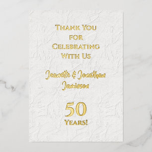 Carte de Remerciement 50e Anniversaire Or 