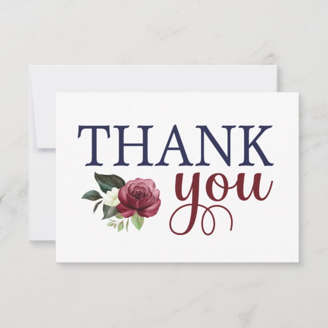 Carte de remerciement à fleurs à l'aquarelle marin (Devant)