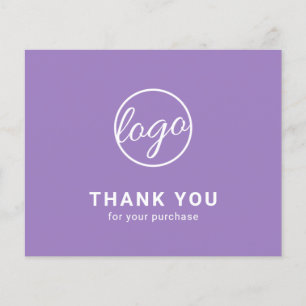 Carte de remerciement à logo personnalisé lavande