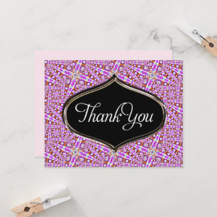 Carte de remerciement à motif disco rose groovy