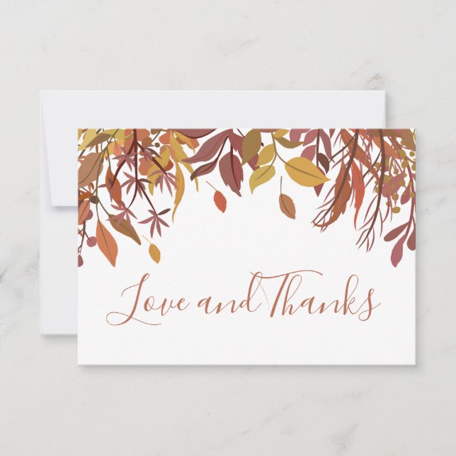 Carte de remerciement à plat feuilles d'automne aq (Devant)