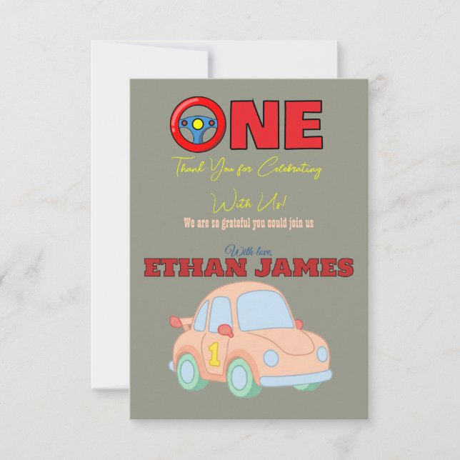Carte de remerciement anniversaire modifiable pour (Devant)