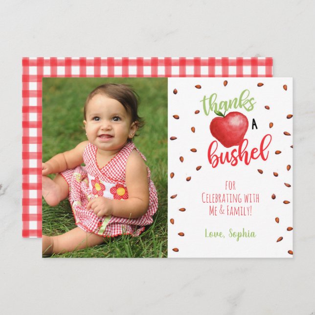 Carte de remerciement Apple avec photo (Devant / Derrière)