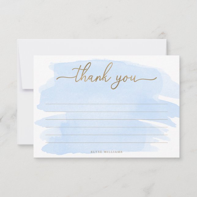 Carte de remerciement aquarelle bleue (Devant)