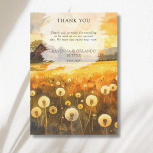 Carte de remerciement aquarelle grange pissenlit d