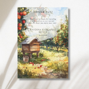 Carte de remerciement aquarelle verger de pommiers