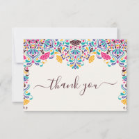 Carte de remerciement arc-en-ciel de la fête mexic