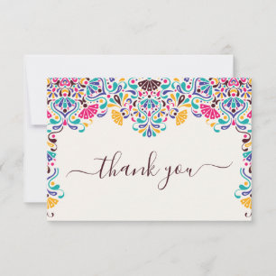 Carte de remerciement arc-en-ciel de la fête mexic