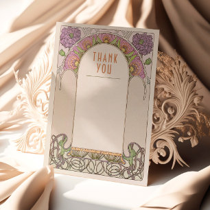 Carte de remerciement Art Nouveau vintage Insertio